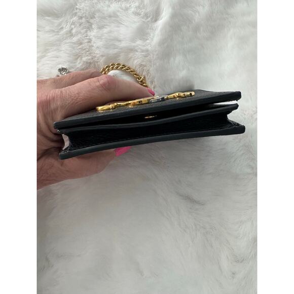 Gucci Zumi Compact Chain Card Case – Black Leather Wallet on Chain - Picture 7 of 8